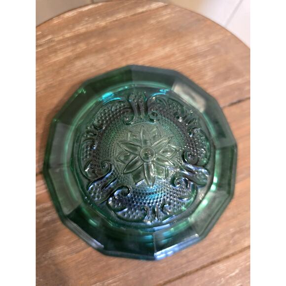 Vintage Indiana Glass Sandwich Spruce Green Canister 7.5" This Is A Rare Piece - Picture 5 of 10